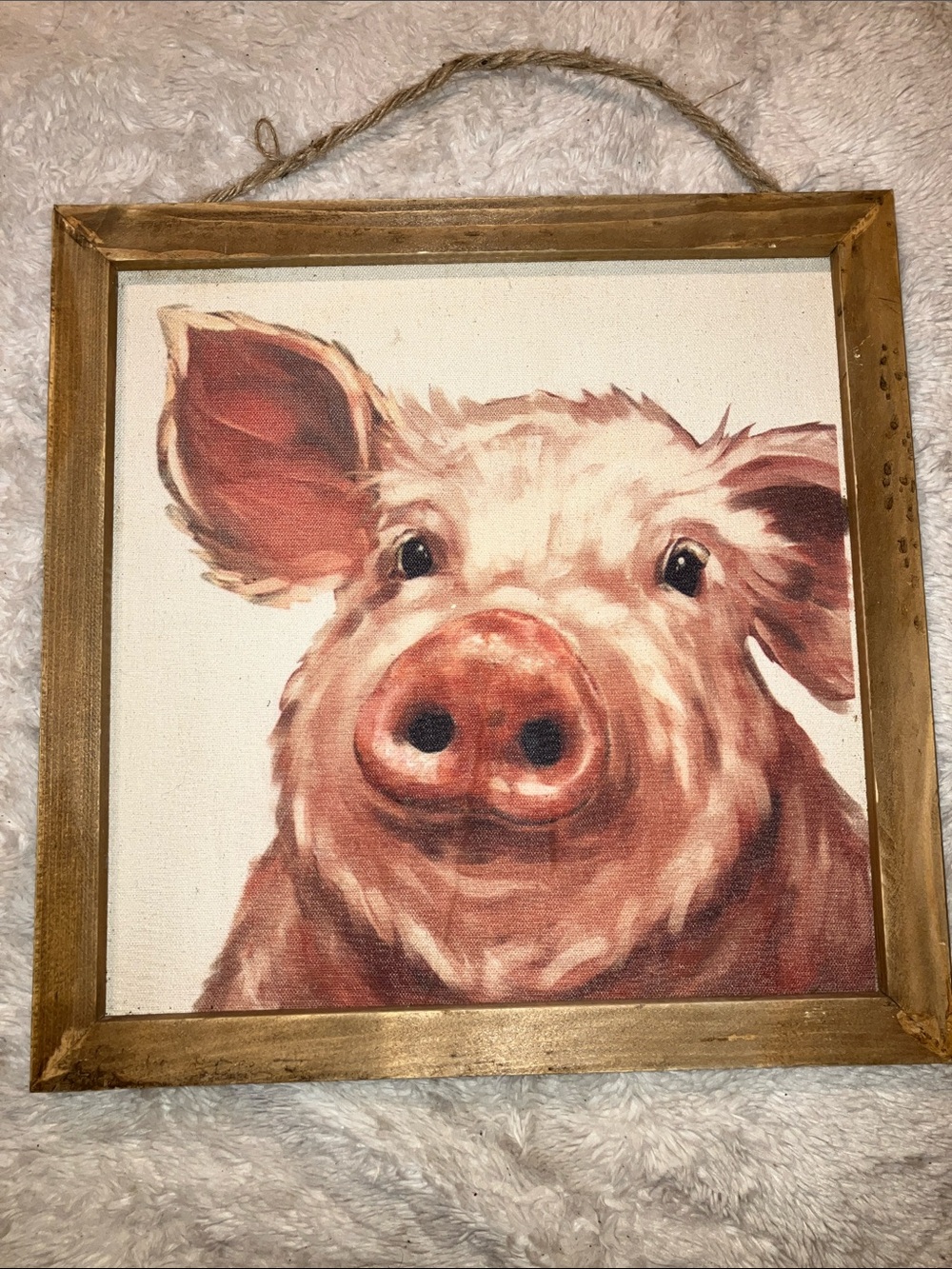 Source Unknown Pink & Brown Pig Portrait Wall Art